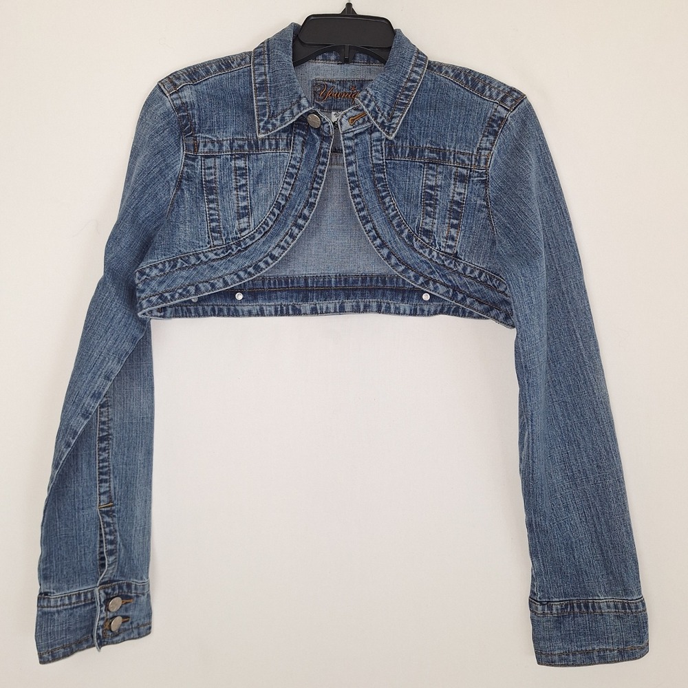 Y2K Vintage VTG Retro Whimsigoth Grunge Cropped Layering Denim Shrug Younique L